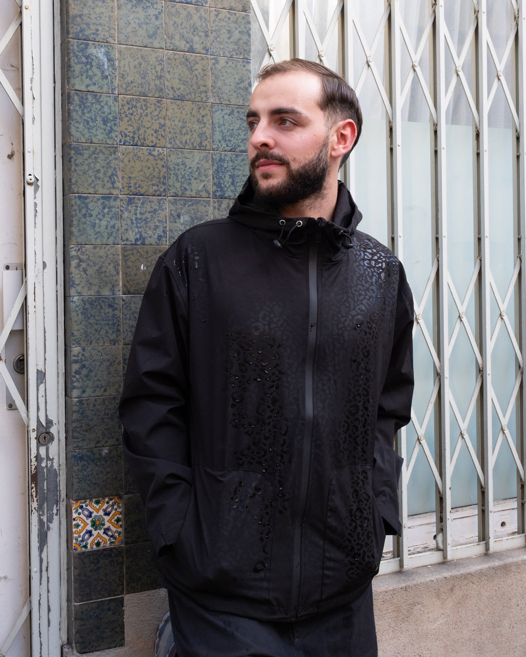 Veste de Pluie Réactive à l'Eau - Noir