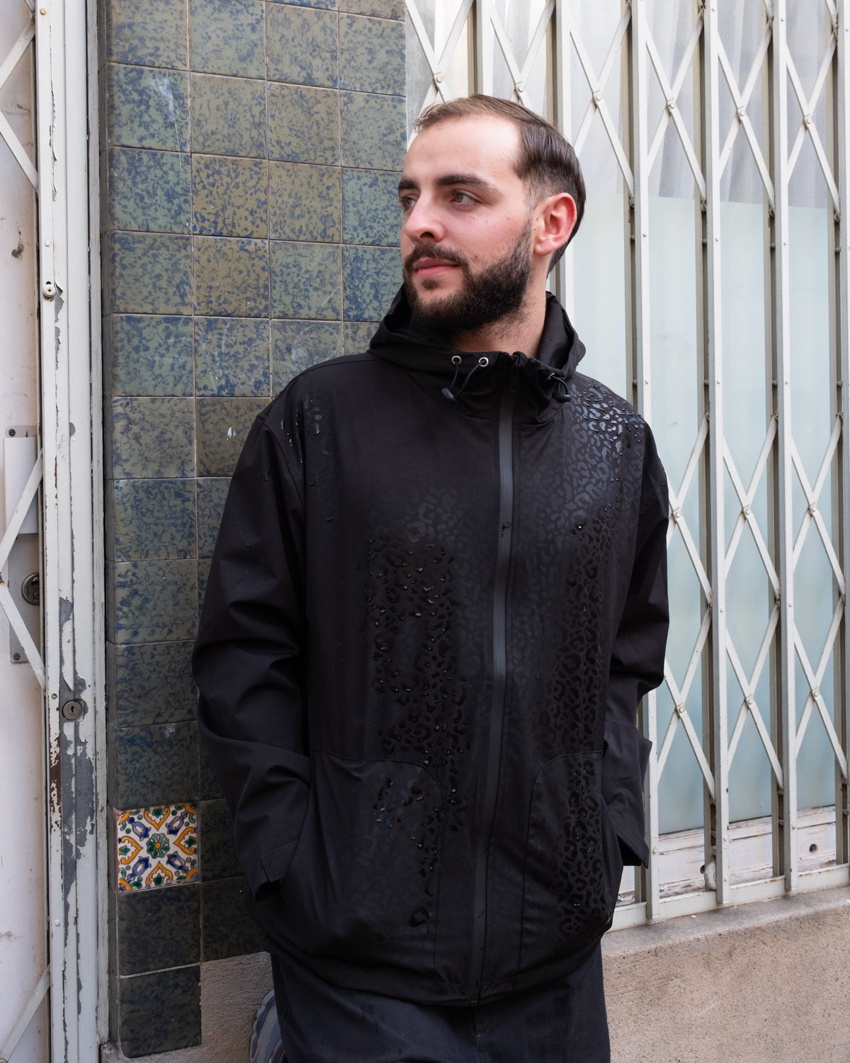 Veste de Pluie Réactive à l'Eau - Noir